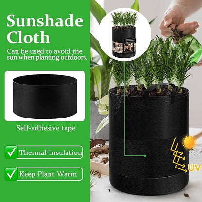 2 Pack 15 Gallon 360°Visible Potato Grow Bags,Heavy Duty Thickened Nonwoven Fabric Planter Bags with 2 Clear Harvest Windows&Removable Shading Cover,Reinforced Handles,Vegetable Grow Bags with Labels