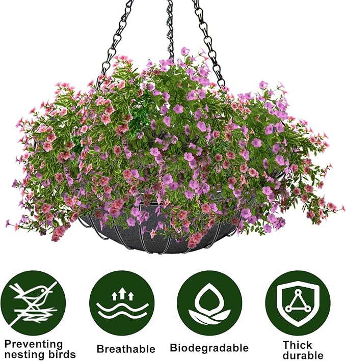 Hanging Basket Liners - 3PCS, 12 Inch Round, Non-Woven, Black Felt, Replacement Inserts for Hanging Baskets, Outdoor Plants - Avoid Bird Nesting