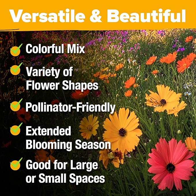 HOME GROWN Wildflower Seeds Mix - 49,100+ (2oz) Bulk Mix, 21 Varieties Wild Flower - Bee and Butterfly Garden Pack - Native Annual Flowers for Planting for Your Garden