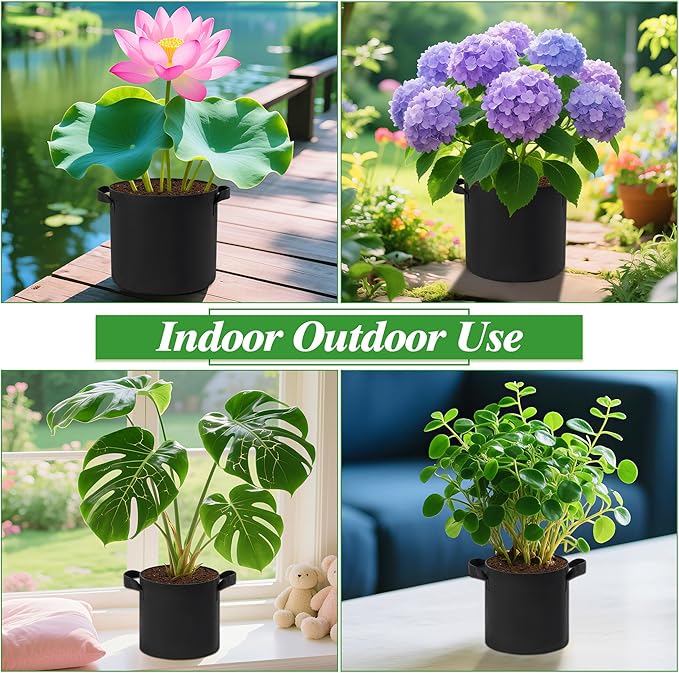 2 Gallon Lily Plant Pots for Pond, 6 Pack Aquatic Planter Thickened Fabric Felt Pots with Handles, Durable Breathe Reusable Plant Grow Bag for Aquatic Plants, Flower, Carrot, Potato, Tomota