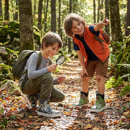 HISEA Kids Easy-On Rain Boots for Boys and Girls, Warm Waterproof Insulated Deck Boots Non-Slip Rubber Ankle Boots