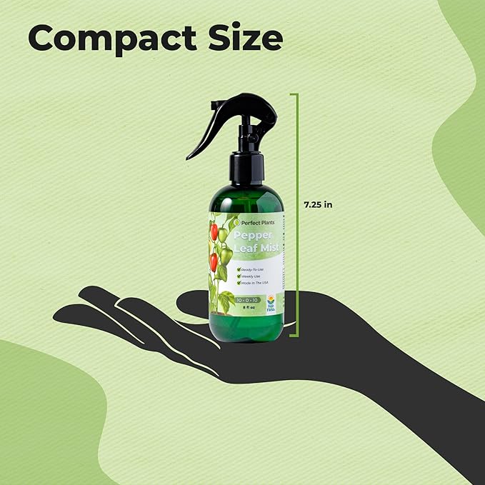 Pepper Leaf Spray Fertilizer by Perfect Plants | Premium Food Blend for Gardening Peppers | Harvest Delicious Peppers from Your Vegetable Garden (8 fl oz)
