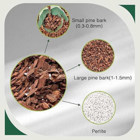 Orchid Potting Mix,Orchid Bark Potting Mix,2QT Natural Orchid Bark Potting Mix with Pine Bark & Perlite for Orchid Potting,Enhanced Drainage,Air Flow and Root Ventilation
