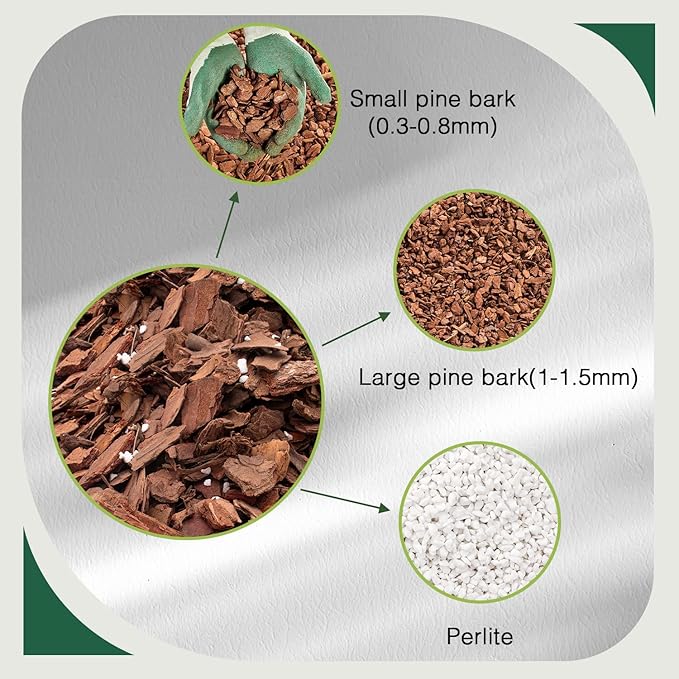 Orchid Potting Mix,Orchid Bark Potting Mix,4QT Natural Orchid Bark Potting Mix with Pine Bark & Perlite for Orchid Potting,Enhanced Drainage,Air Flow and Root Ventilation