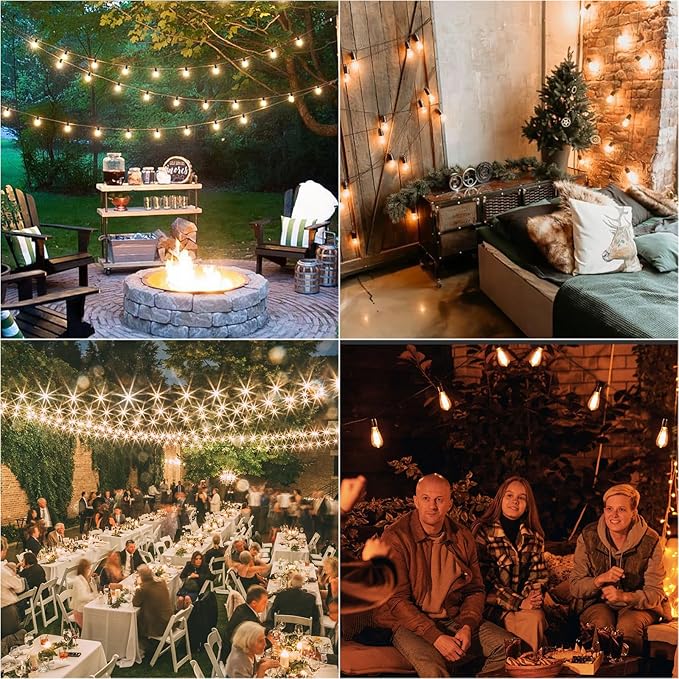 Solar String Lights Outdoor Waterproof 100ft with 52 Shatterproof,Solar Lights Outdoor Remote ST38 Vintage Edison Bulbs,Salor Ourdoor Light Hanging Lights Waterproof for Outside Backyard