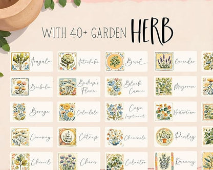 Herb Garden and Vegetable Label Signs - 50/120 PC Veggie Plastic Markers Stakes Picks Tags with Cute Name Stickers for Indoor Outdoor Potted Planter Planting Seed Nursery Bottle Supplies (50, Cottage)