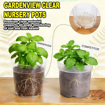 ROOUTEN Clear Nursery Pots for Plants,3 Inch Plant Pot for Planting Plastic Seedling with Drainage Holes Seed Starter Flower High Transparency 30 Packs
