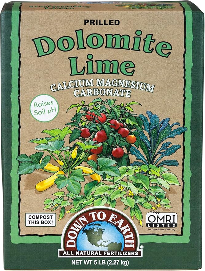 Down To Earth All Natural Fertilizers Organic Prilled Dolomite Lime - Calcium Magnesium Carbonate Raises Soil pH for Vegetable Gardens, 5 lb