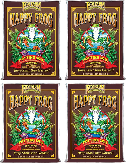 FoxFarm Happy Frog Potting Soil, 2cu ft (Pack of 4) - for Indoor/Outdoor Container Plants, Improves Root Efficiency, pH Adjusted for Optimal Nutrient Uptake - Contains Mycorrhizae and Humic Acids