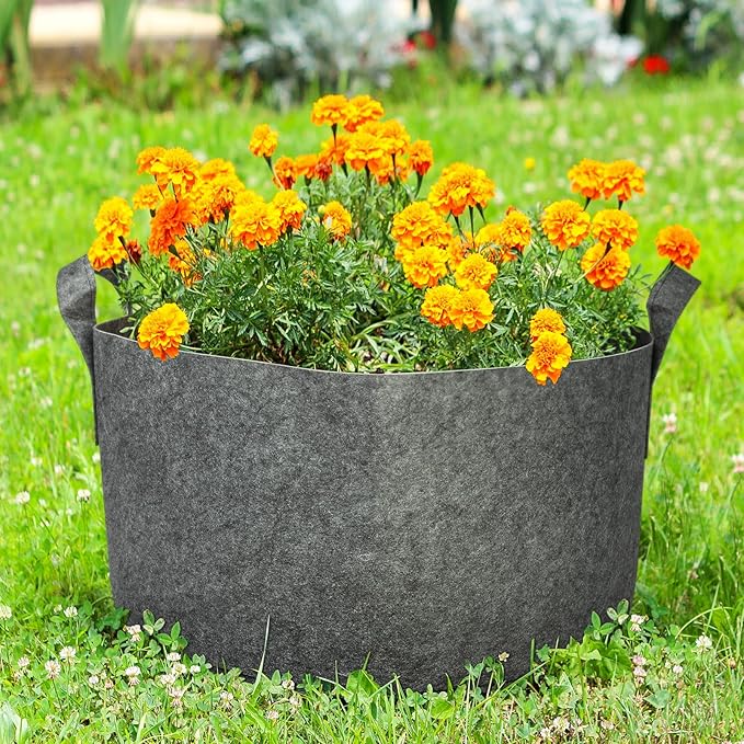 Delxo 12-Pack 15 Gallon Heavy Duty Aeration Fabric Pots Thickened Nonwoven Plant Grow Bags Grey