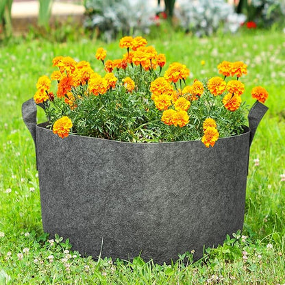 Delxo 12-Pack 15 Gallon Heavy Duty Aeration Fabric Pots Thickened Nonwoven Plant Grow Bags Grey