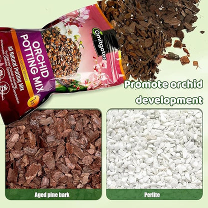 Organic Orchid Potting Mix 4qt, Mixture of Orchid Bark and Perlite, Specifically Formulated for Orchids