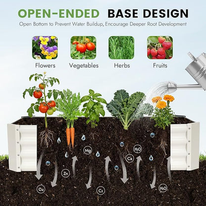 INNO STAGE 2Pcs Galvanized Raised Garden Bed Kit, 4x2x1FT Metal Raised Garden Beds for Vegetables, Rust-Resistant & Easy Assembly, Outdoor Raised Beds for Gardening, Flowers, Herbs (White)