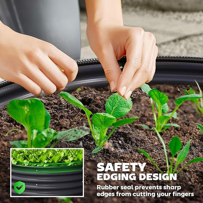 Outsunny Galvanized Raised Garden Bed Set of 2, Planters for Outdoor Plants with Safety Edging, Easy-to-Assemble Stock Tanks for Growing Flowers, Herbs and Vegetables, 3' x 3' x 2', Dark Gray