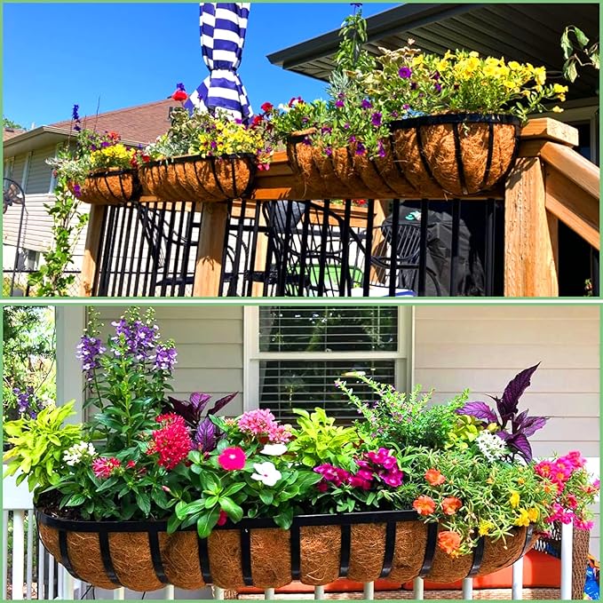 Coco Liners for Planters - 4 Pack 30 Inch Trough Coconut Liners for Planters, Window Box Coco Liners, 100% Natural Coconut Fiber Liners for Wall Hanging Basket, Window Box, Fence Baskets