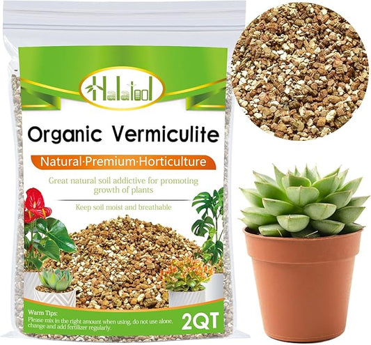 Halatool Soil Amendment 2QT Vermiculite for Plants Gardening Indoor Natural Potting Soil Mix Additive for Holding Moisture Aeration Drainage