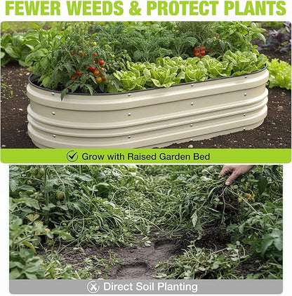 WORKPRO 2PK 4x2x1ft Outdoor Galvanized Raised Garden Bed Kit, Rust & Corrosion Protection, Easy Assembly, Safe Edge, Ideal for Vegetables & Flowers, White
