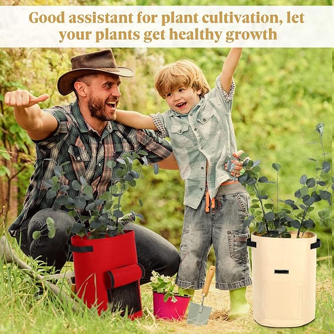 Yinder 20 Pcs 10 Gallon Potato Grow Bags with Flap and Handles Thickened Aeration Fabric Pots Garden Bags Potato Growing Containers Vegetable Garden Planter Bag for Plant Fruit(Classic Color)