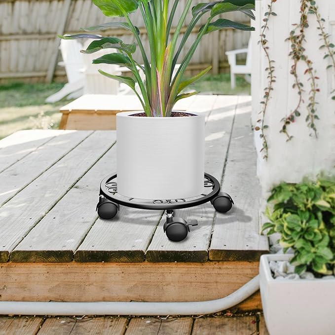 Plant Caddy with Wheels - 10.24" Plant Stand with Wheels, 360° Lockable Plant Rollers Plant Dolly, Plant Tray with Casters for Indoor and Outdoor.
