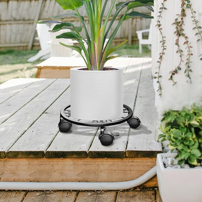 Plant Caddy with Wheels - 10.24" Plant Stand with Wheels, 360° Lockable Plant Rollers Plant Dolly, Plant Tray with Casters for Indoor and Outdoor.