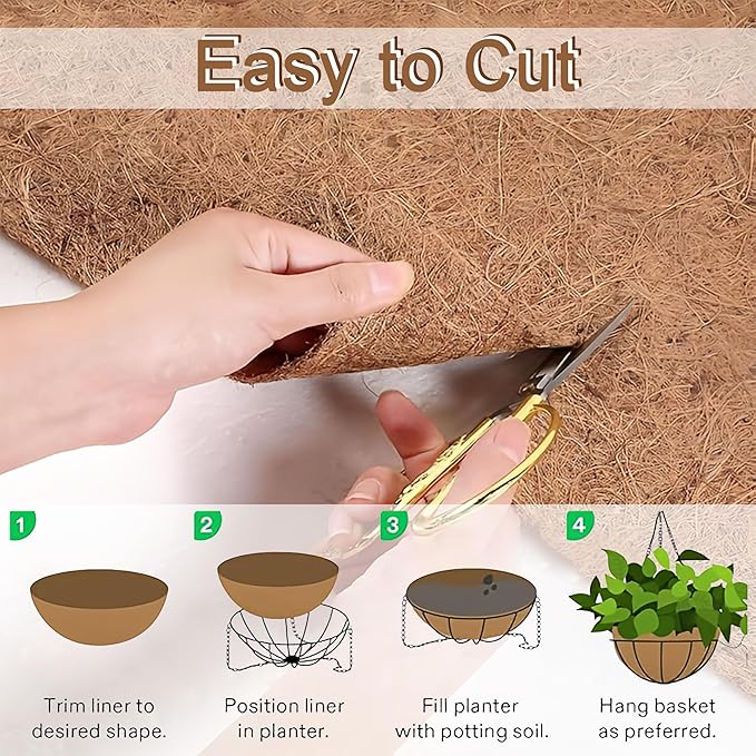 2 Rolls 15.7x78.7inch Natural Coco Coir Fiber Liner Roll Sheet, Coconut Fiber Pad, for Planter Flower Basket Liner Garden Decoration Animal Pet Pad