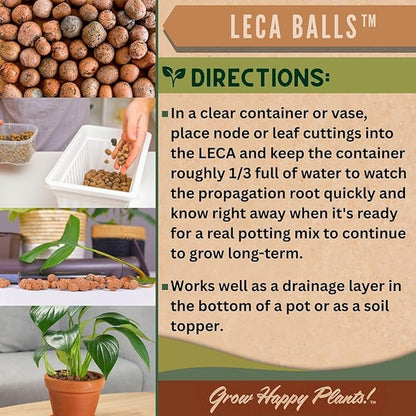 Sol Soils LECA Balls - Lightweight & 100% Natural Hydroponic Clay Pebbles for Plants - Soil Amendments to Improve Drainage, Aeration, and Support Healthy Root Growth - 2 Quarts