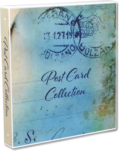 UniKeep Postcard Collector Storage Case with 20 Pages - Holds up to 120 Postcards Measuring 4" x 6" - Additional Pages Can Be Added (Blue)