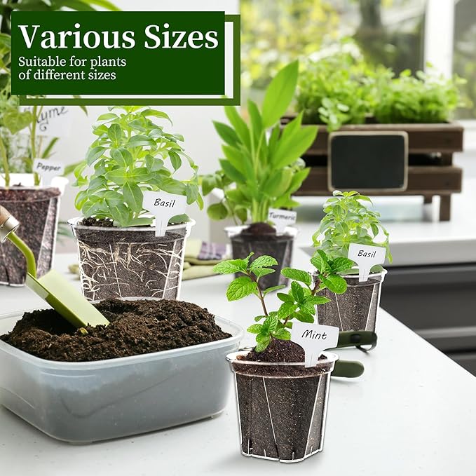 18 Pack Clear Nursery Pots for Plants, 3.9/4.7/5.5 Inch Reinforced Plastic Plant Pots with Drainage Holes High Transparency Plant Pot Seed Starter Pot High Transparency with 10 Plant Labels