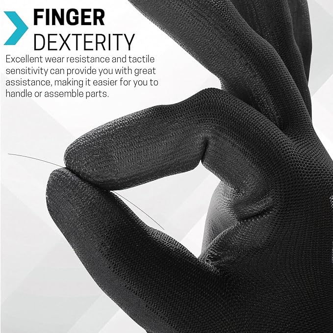 Safety Work Gloves-16/32 Pairs, Micro Foam Nitrile Coated Glove,Seamless Knit Nylon Gloves for Men Women（S-XL