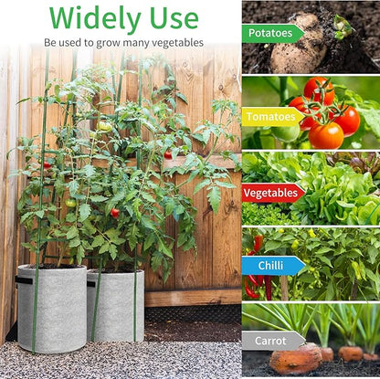 JJGoo 4 Pack Potato Grow Bags 10 Gallon with Flap, Heavy Duty Fabric Grow Bags with Handle and Harvest Window, Non-Woven Planter Pot Plant Garden Bags to Grow Vegetables Potato Tomato, Grey