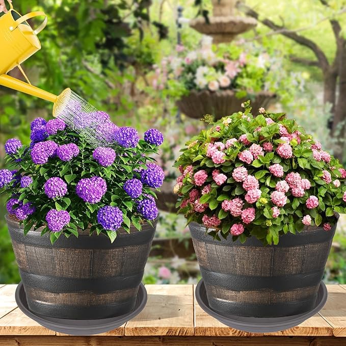 2 Pack of 22 inch Plant Saucer, Large Plant Tray, Heavy Sturdy Plant Drainage Tray for Indoors, Bird Bath Bowls, Sturdy Plastic Pot Tray for Planter 20 21"(Brown)