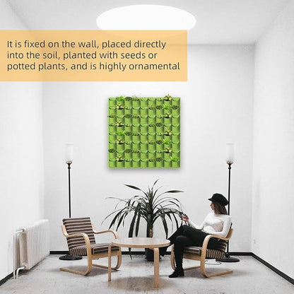 LITLANDSTAR Hanging Vertical Wall Planter, 72 Pockets, Green, 100cm x 100cm, Indoor/Outdoor, Wall Mounted, Felt, Traditional, Rectangular, Drainage Hole