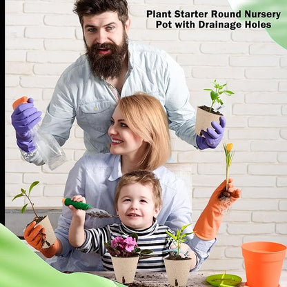 120 Packs 3.15 Inches Seed Starting Pots Biodegradable Drainage Holes Round Nursery Pot with 15 Planting Labels Small Seed Starter Tray Bulk Garden Germination Container for Herb Seed Starter
