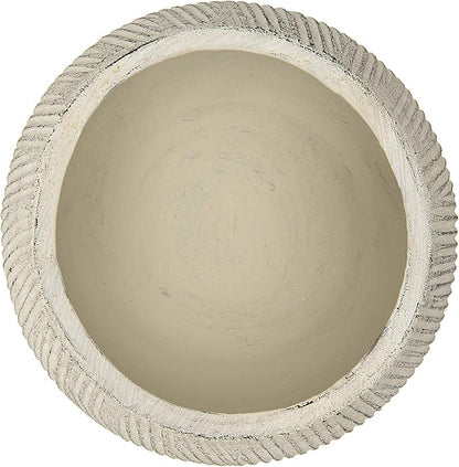 Creative Co-Op Distressed Cream Terracotta Planter with Fluted Texture