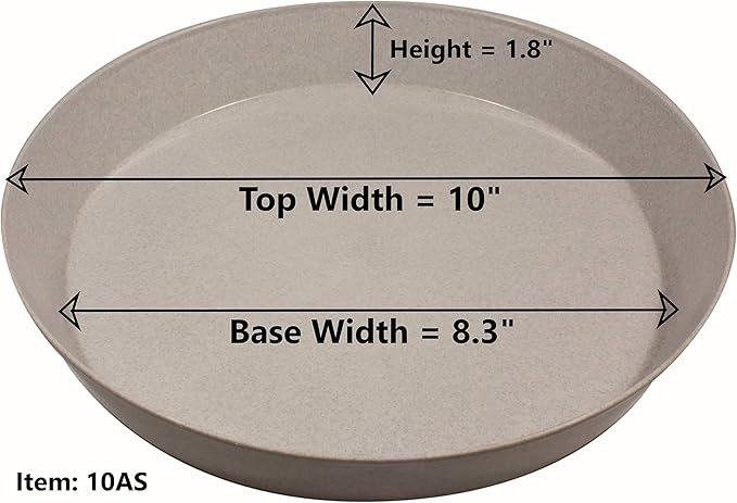 10 Inch (8.3 Inch Base) Case of 10 Plant Saucers - White Granite Colored Polypropylene,Heavy Duty Indoor/Outdoor,Collects Flower Pot Drainage and Excess Water. Made in USA