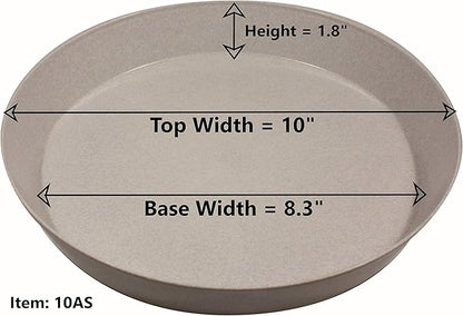 10 Inch (8.3 Inch Base) Case of 10 Plant Saucers - White Granite Colored Polypropylene,Heavy Duty Indoor/Outdoor,Collects Flower Pot Drainage and Excess Water. Made in USA