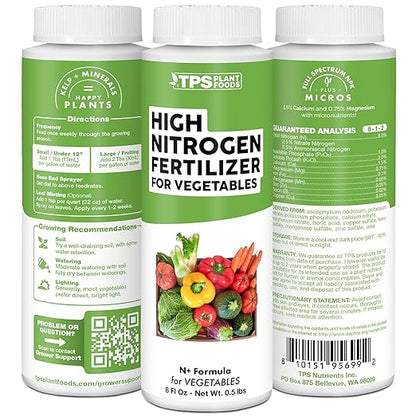 High Nitrogen Fertilizer for Vegetables, Supports Healthy Growth and High Yields, TPS Plant Foods, 32oz (1 Quart)
