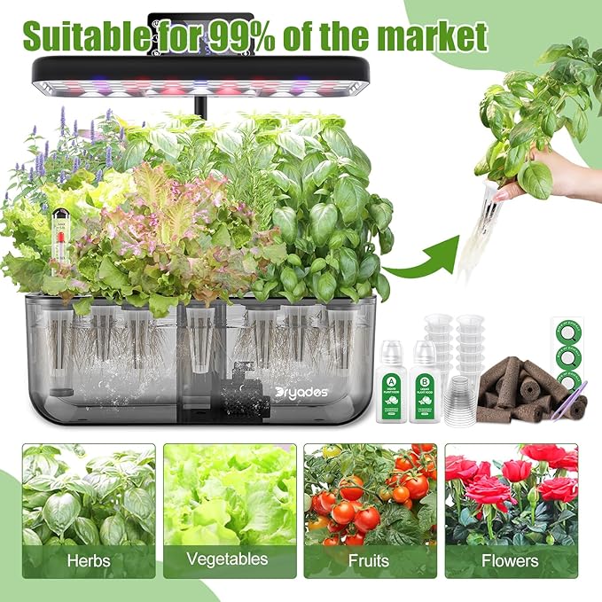 12-Pod Gourmet Basil Herb Seed Pod Kit Compatible with All Hydroponics Growing System, Universal Seed Starter Pods for Indoor Gardening