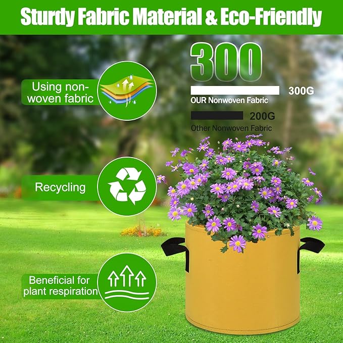 15 Gallon Grow Gags, 6 Pack Multicolor Fabric Plant Pot Bags with Long Handles for Garden Vegetables Flowers, Make Colorful Garden