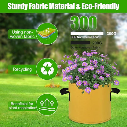 6-Pack Fabric Grow Bags 10 Gallon – Colorful 300G Thickened Nonwoven Planter Pots with Sturdy Handles, Breathable Garden Bags for Vegetables, Potato, Flowers