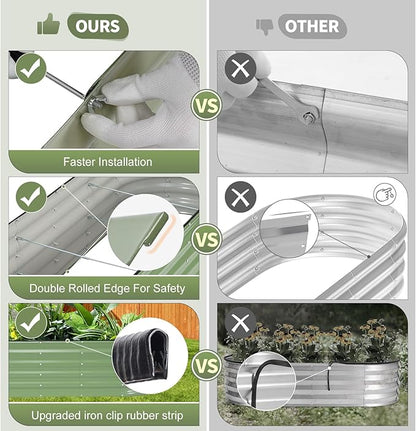 Galvanized Raised Garden Bed Outdoor- 2 Pcs Raised Beds for Gardening| Metal Planter Box, Steel Raised Garden Bed Kit with Gloves for Vegetables, Flower, Herbs (4x2x1.4FT, Green)