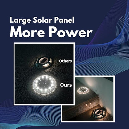 Solar Dock Lights, Super Bright Disc LED Outdoor Waterproof, Anti-Slip & Anti-Trip Flat Low Profile for Marine, Deck, Ground, Pool, Pier, Pathway, Step (Warm White, 2Pack)