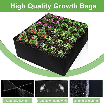 Fabric Raised Garden Bed, 2x2x1Ft 64 Gallon Garden Grow Bags, Rectangle Raised Planter Garden Bed for Vegetables Potatoes Flowers Planting Container for Outdoor Gardenin (4Grids)