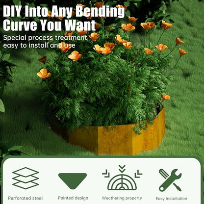 Decoroca Corten Steel Hillside Planter - Innovative & Durable Terrace-Style Planters for Slope Gardening - Prevent Soil Erosion, Beautify Hillsides & Landscapes (40" W x 16" H/Set of 4)