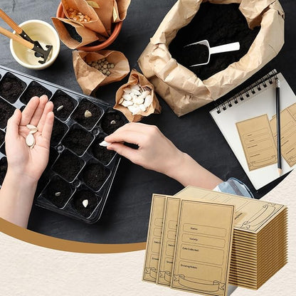 Sabary 100 Pcs Seed Envelopes Seed Packets Envelopes 3.15 x 4.72 Inch Sealing Kraft Seeds Saving Envelope for Fruit Vegetable(Brown)