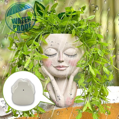 Face Planters Pots Head - Cute Succulents Plants Planters, Plant Pots Indoor with Drainage System, Garden Gifts for Wome, Garden Decorations for Outdoor, Unique Ornaments for Home