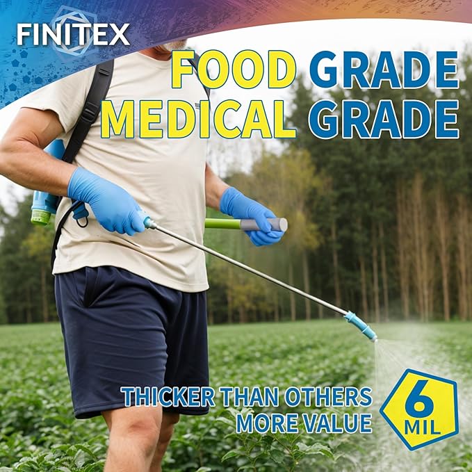 FINITEX Disposable Blue Nitrile Gloves 6mil Heavy Duty Latex-Free Glove 100PCS Cooking Food Safe Powder-Free Rubber Gloves