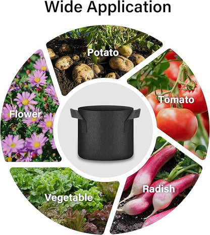HealSmart Plant Grow Bags 2 Gallon, Tomoato Planter Pots 10-Pack with Handles, Aeration Nonwoven Fabric, Heavy Duty Gardening Planter for Vegetable, Herbs and Flowers, Black 2024 Version