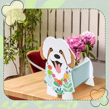 Shih Tzu Planter, Cute Animal Shape Flower Planters, Plant Pots for Indoor/Outdoor Garden Decor, Unique Gifts/Souvenirs for Pet Lovers (Hawaiian-Style Shih Tzu)