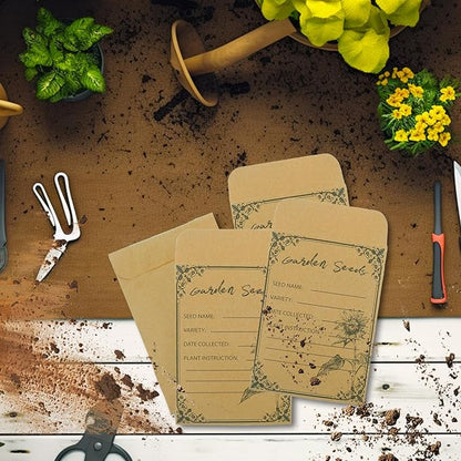 100 Pieces Seed Envelopes - Seed Packets Self Adhesive Sealing Small Seed Saving Envelopes for Storage 4.72 * 3.15 Inch for Collection Vegetable Plants Garden Seeds